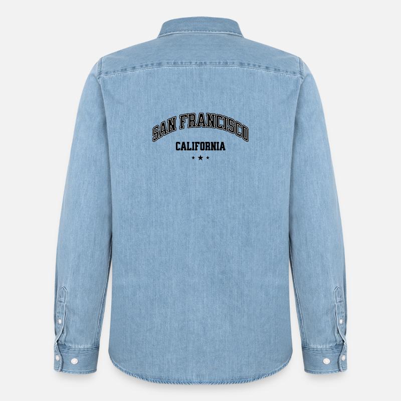 San Francisco Arch Text Tee - Männer Jeanshemd Organic von Stanley/Stella - verwaschenes Hellblau