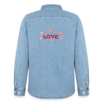 Liebe und Süße Herzen Zeichentrickserie - Männer Jeanshemd Organic von Stanley/Stella - verwaschenes Hellblau - Hinten - AI Model Male 185 light (185cm)