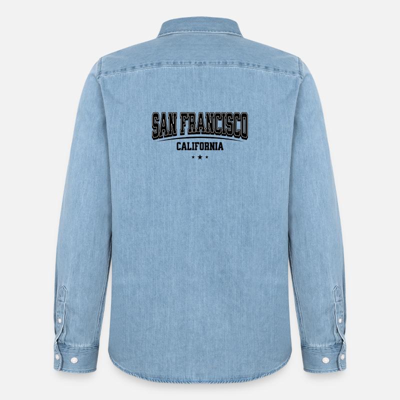 San Francisco Arc Lettering - Camicia in denim uomo bio di Stanley/Stella - azzurro chiaro slavato