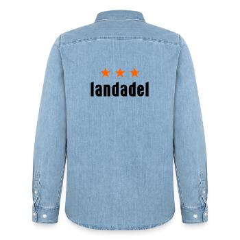 Landed gentry with stars - Men’s Organic Denim Shirt by Stanley/Stella - light wash - Back - AI Model Male 185 light (185cm)