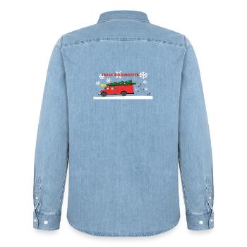 Feuerwehr Weihnachtsbaum Truck - Männer Jeanshemd Organic von Stanley/Stella - verwaschenes Hellblau - Hinten - AI Model Male 185 light (185cm)