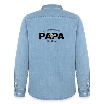 Bayerisches Original - Papa - Männer Jeanshemd Organic von Stanley/Stella - verwaschenes Hellblau - Hinten - AI Model Male 185 light (185cm)