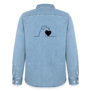 Dog Heart Labrador Minimalist - Men’s Organic Denim Shirt by Stanley/Stella - light wash - Back - AI Model Male 185 light (185cm)