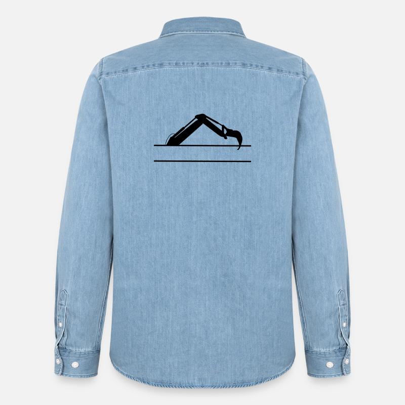 Baggerarm maßgeschneidert – Baukonstruktion - Männer Jeanshemd Organic von Stanley/Stella - verwaschenes Hellblau