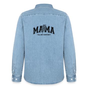 Maman toute la journée - Chemise en denim homme bio Stanley/Stella - bleu clair délavé - Dos - AI Model Male 185 light (185cm)