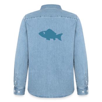 Fisch - Männer Jeanshemd Organic von Stanley/Stella - verwaschenes Hellblau - Hinten - AI Model Male 185 light (185cm)