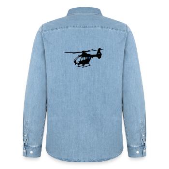 Notarzthubschrauber - Männer Jeanshemd Organic von Stanley/Stella - verwaschenes Hellblau - Hinten - AI Model Male 185 light (185cm)