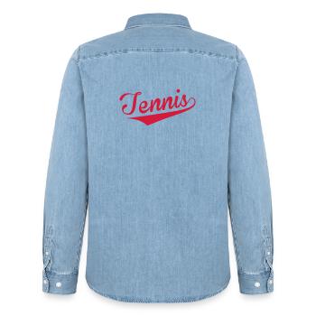Tennis - Sport - Ball - Player - Game - Sportsman - Men’s Organic Denim Shirt by Stanley/Stella - light wash - Back - AI Model Male 185 light (185cm)