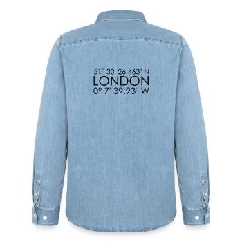 Coordonnées de Londres - Chemise en denim homme bio Stanley/Stella - bleu clair délavé - Dos - AI Model Male 185 light (185cm)