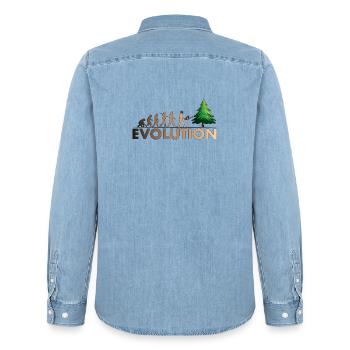 Couleur de l'évolution de la tronçonneuse - Chemise en denim homme bio Stanley/Stella - bleu clair délavé - Dos - AI Model Male 185 light (185cm)