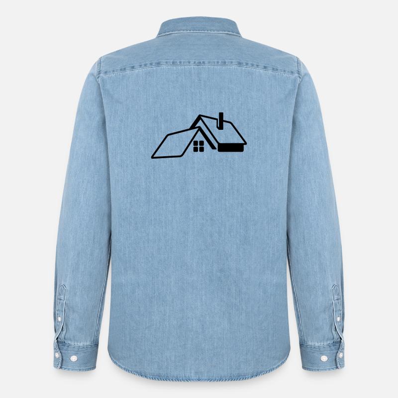 Transparentes Logo des Hauses - Männer Jeanshemd Organic von Stanley/Stella - verwaschenes Hellblau