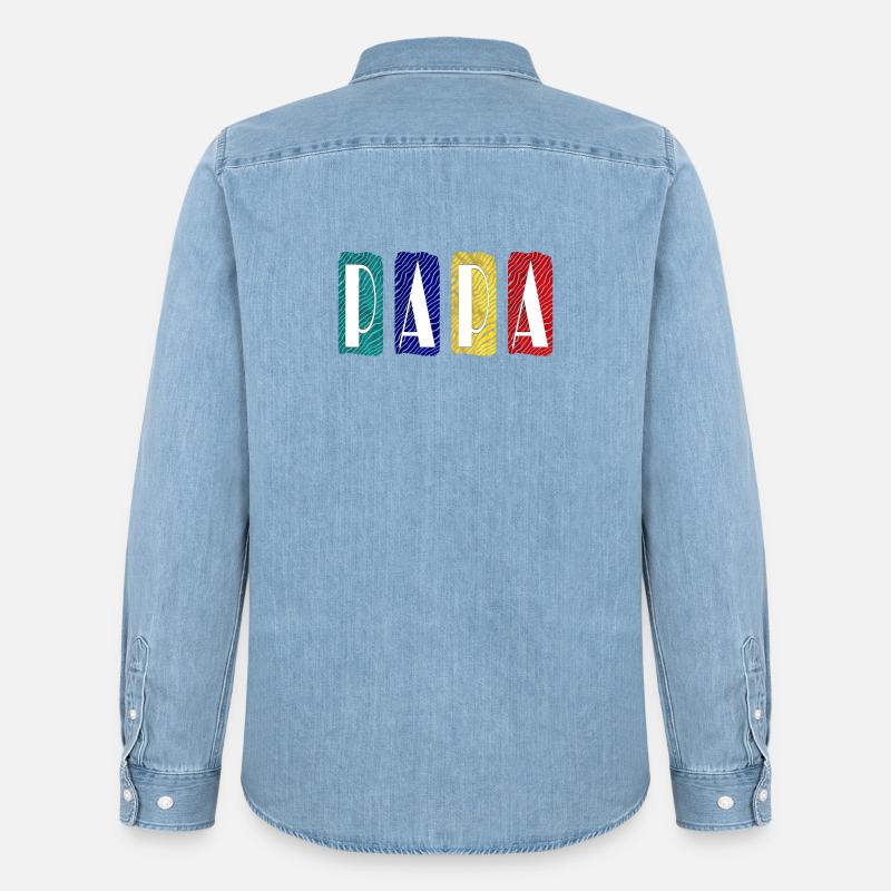 PAPA Zebra Farbpanel - Männer Jeanshemd Organic von Stanley/Stella - verwaschenes Hellblau