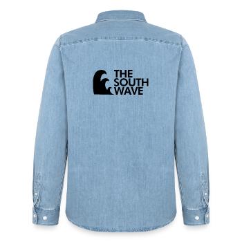 La vague sud - Chemise en denim homme bio Stanley/Stella - bleu clair délavé - Dos - AI Model Male 185 light (185cm)