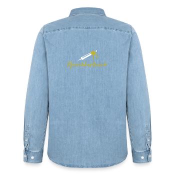 Pfuschkartusch für Handwerker - Männer Jeanshemd Organic von Stanley/Stella - verwaschenes Hellblau - Hinten - AI Model Male 185 light (185cm)