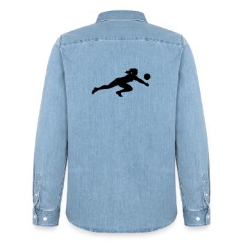 Volleyball Silhouette - Männer Jeanshemd Organic von Stanley/Stella - verwaschenes Hellblau - Hinten - AI Model Male 185 light (185cm)