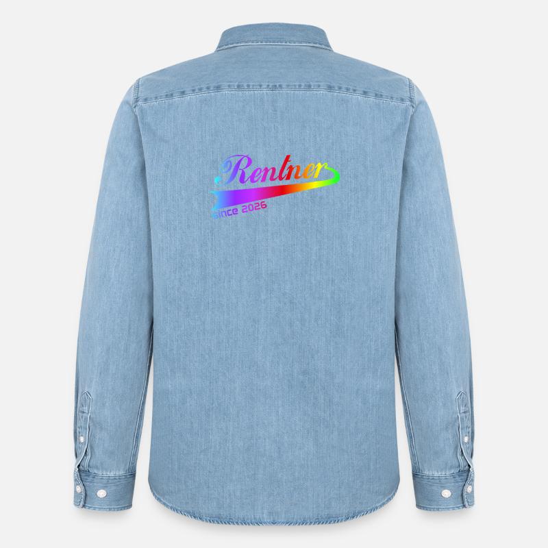Rentner 2026 Ruhestand Rentner Pullover, Kappe - Männer Jeanshemd Organic von Stanley/Stella - verwaschenes Hellblau