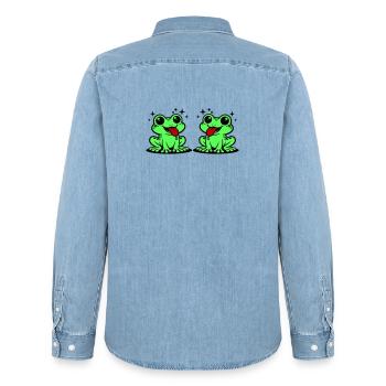 Kröte paar Frosch - Männer Jeanshemd Organic von Stanley/Stella - verwaschenes Hellblau - Hinten - AI Model Male 185 light (185cm)