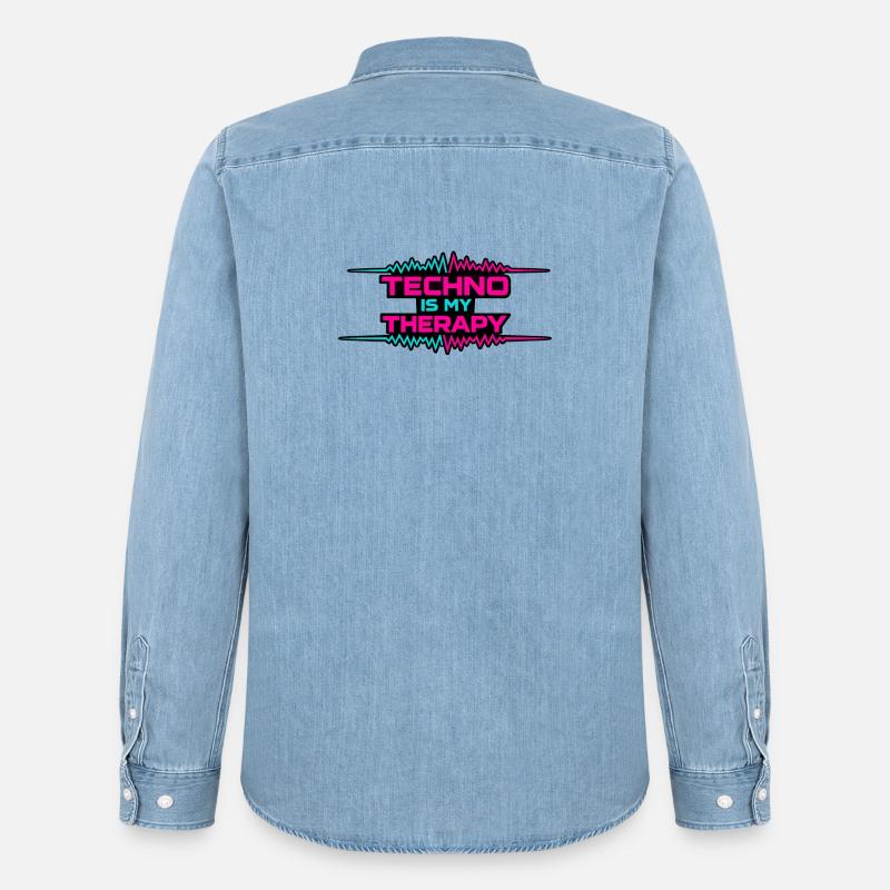 Techno Therapy Neon Pulse - Männer Jeanshemd Organic von Stanley/Stella - verwaschenes Hellblau