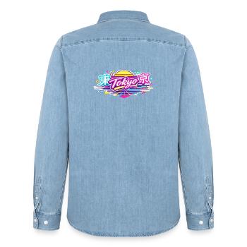 Tokyo Neon - Men’s Organic Denim Shirt by Stanley/Stella - light wash - Back - AI Model Male 185 light (185cm)