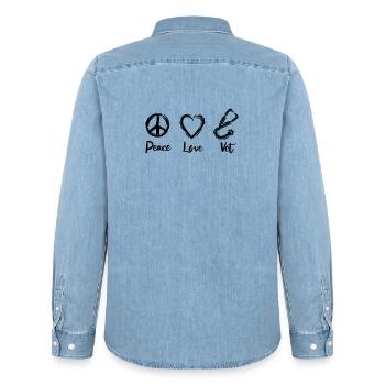 Vet Love - Men’s Organic Denim Shirt by Stanley/Stella - light wash - Back - AI Model Male 185 light (185cm)