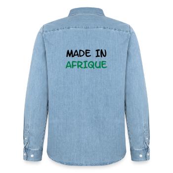 Made in AFRIQUE ! - Chemise en denim homme bio Stanley/Stella - bleu clair délavé - Dos - AI Model Male 185 light (185cm)