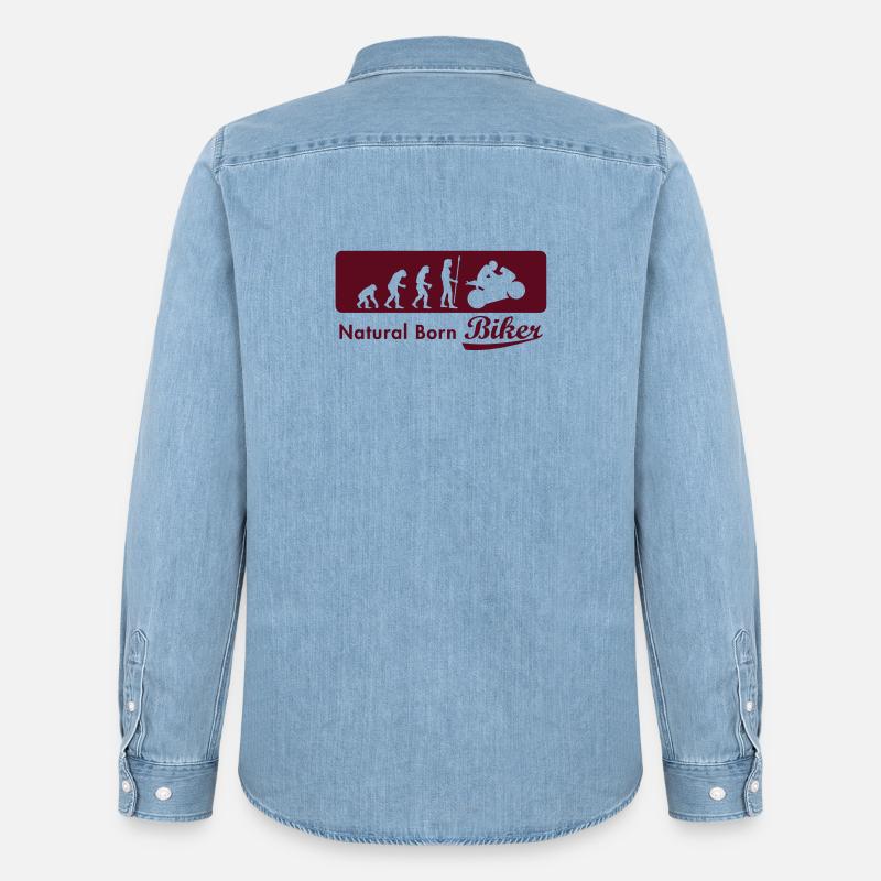 evolution_biker - Männer Jeanshemd Organic von Stanley/Stella - verwaschenes Hellblau