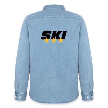 schilaufen - Männer Jeanshemd Organic von Stanley/Stella - verwaschenes Hellblau - Hinten - AI Model Male 185 light (185cm)