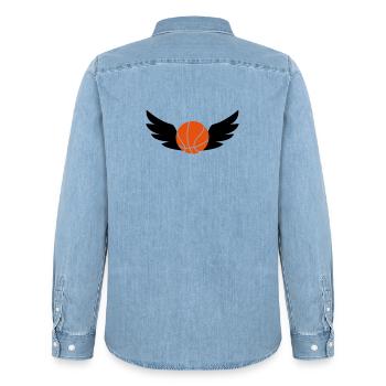 Basketball - Basket Ball - Game - Sport - Player - Men’s Organic Denim Shirt by Stanley/Stella - light wash - Back - AI Model Male 185 light (185cm)