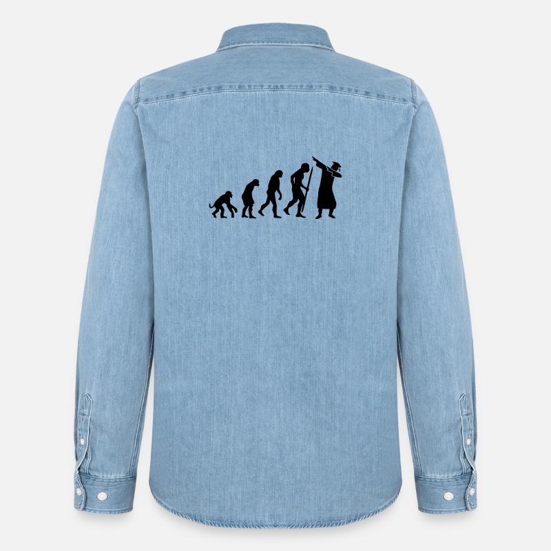 Evolution dab dabbing graduation college student - Männer Jeanshemd Organic von Stanley/Stella - verwaschenes Hellblau