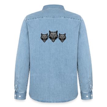 Wolf Team Rudel - Männer Jeanshemd Organic von Stanley/Stella - verwaschenes Hellblau - Hinten - AI Model Male 185 light (185cm)