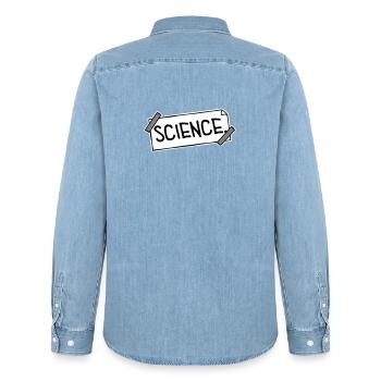 Déclaration scientifique : Déclaration sur l’éducation des nerds - Chemise en denim homme bio Stanley/Stella - bleu clair délavé - Dos - AI Model Male 185 light (185cm)