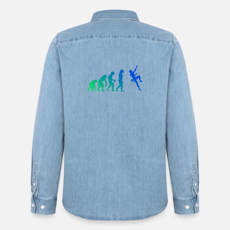 Les éventails d’escalade s’assemblent - Chemise en denim homme bio Stanley/Stella - bleu clair délavé