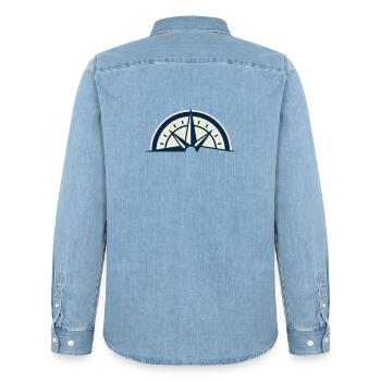 Bergretter Kompass Wappen - Männer Jeanshemd Organic von Stanley/Stella - verwaschenes Hellblau - Hinten - AI Model Male 185 light (185cm)