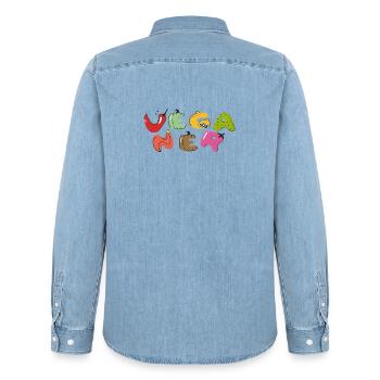 Vegan - Chemise en denim homme bio Stanley/Stella - bleu clair délavé - Dos - AI Model Male 185 light (185cm)