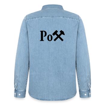 Der Pott - Männer Jeanshemd Organic von Stanley/Stella - verwaschenes Hellblau - Hinten - AI Model Male 185 light (185cm)