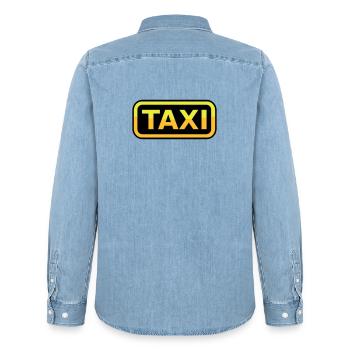 Taxi Schild - Männer Jeanshemd Organic von Stanley/Stella - verwaschenes Hellblau - Hinten - AI Model Male 185 light (185cm)