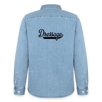 2541614 15546339 dressage - Men’s Organic Denim Shirt by Stanley/Stella - light wash - Back - AI Model Male 185 light (185cm)