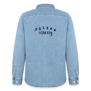 Saut en longueur - Chemise en denim homme bio Stanley/Stella - bleu clair délavé - Dos - AI Model Male 185 light (185cm)