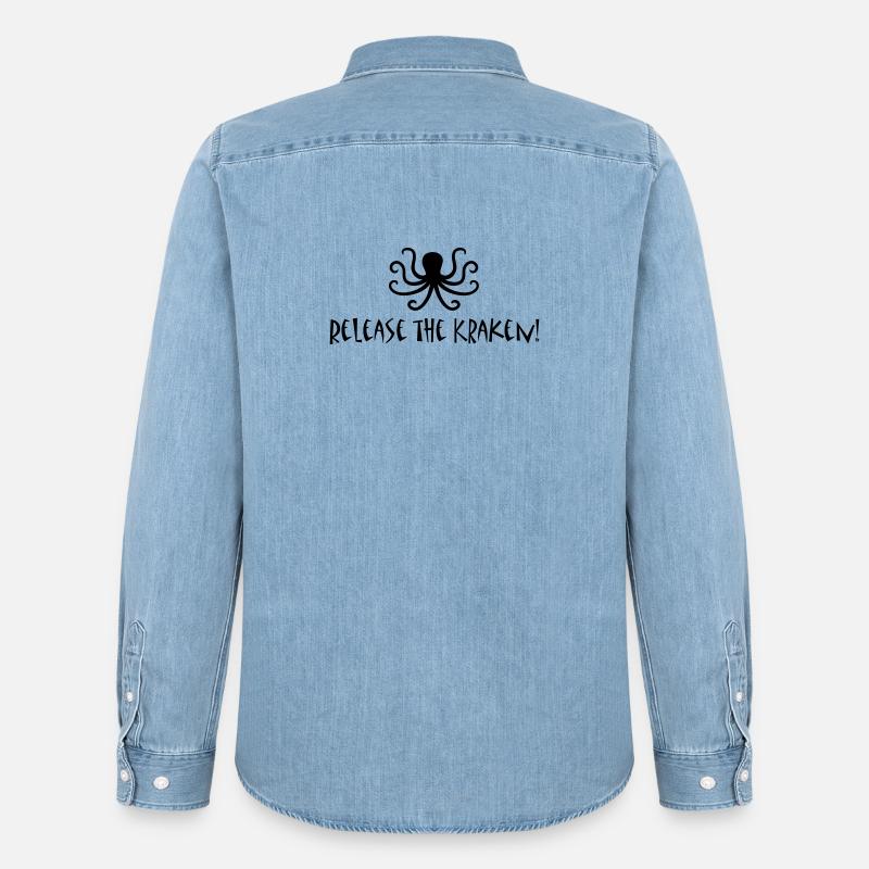 Release the Kraken - Männer Jeanshemd Organic von Stanley/Stella - verwaschenes Hellblau