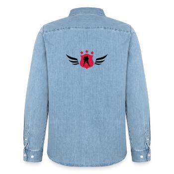 Hockey / Eishockey - Männer Jeanshemd Organic von Stanley/Stella - verwaschenes Hellblau - Hinten - AI Model Male 185 light (185cm)