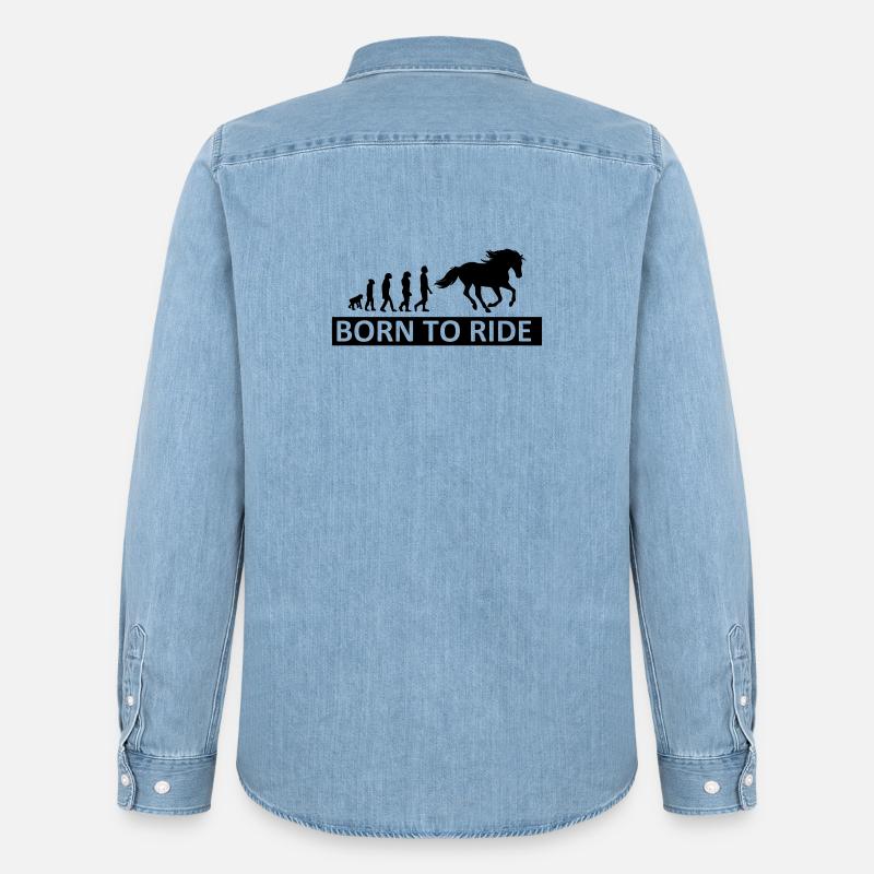 Born to Ride Pferd - Männer Jeanshemd Organic von Stanley/Stella - verwaschenes Hellblau