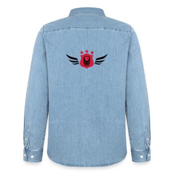 Cheminot / Chemin de fer / Train / Metro - Chemise en denim homme bio Stanley/Stella - bleu clair délavé - Dos - AI Model Male 185 light (185cm)
