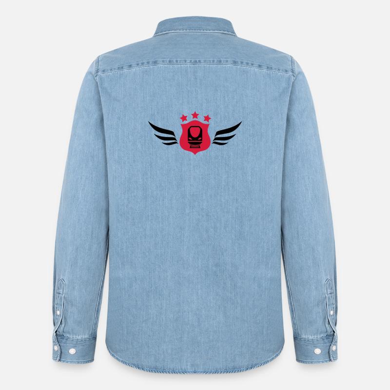 Eisenbahner / Eisenbahnen / Eisenbahn / Bahn - Männer Jeanshemd Organic von Stanley/Stella - verwaschenes Hellblau