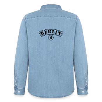 Berlin with bear - Men’s Organic Denim Shirt by Stanley/Stella - light wash - Back - AI Model Male 185 light (185cm)