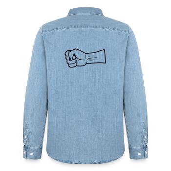 Vecteur main du poing - Chemise en denim homme bio Stanley/Stella - bleu clair délavé - Dos - AI Model Male 185 light (185cm)