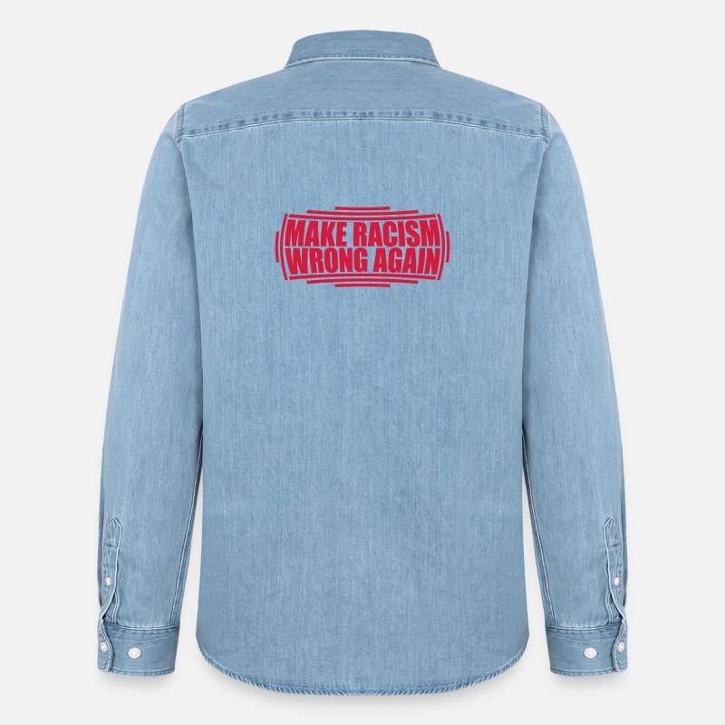make racism wrong again - Männer Jeanshemd Organic von Stanley/Stella - verwaschenes Hellblau