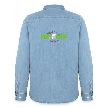 Rennrad Spruch Ride Hard für Radsport Fans - Männer Jeanshemd Organic von Stanley/Stella - verwaschenes Hellblau - Hinten - AI Model Male 185 light (185cm)