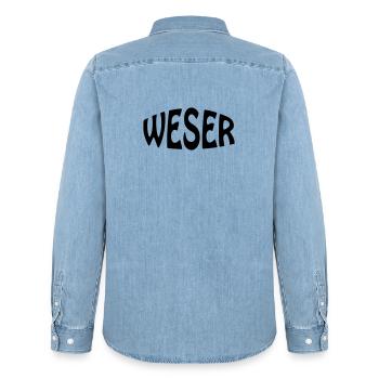 WESER - Männer Jeanshemd Organic von Stanley/Stella - verwaschenes Hellblau - Hinten - AI Model Male 185 light (185cm)