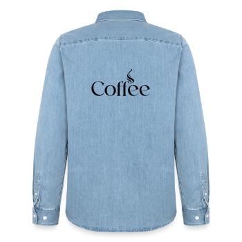 Coffee - Männer Jeanshemd Organic von Stanley/Stella - verwaschenes Hellblau - Hinten - AI Model Male 185 light (185cm)