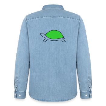 Turtle - Men’s Organic Denim Shirt by Stanley/Stella - light wash - Back - AI Model Male 185 light (185cm)